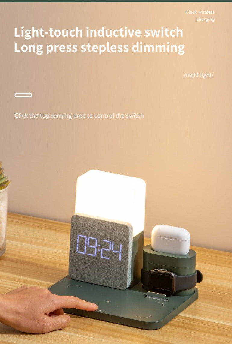 Modern Alarm Clock Wireless Charger Desk Lamp - UTILITY5STORE