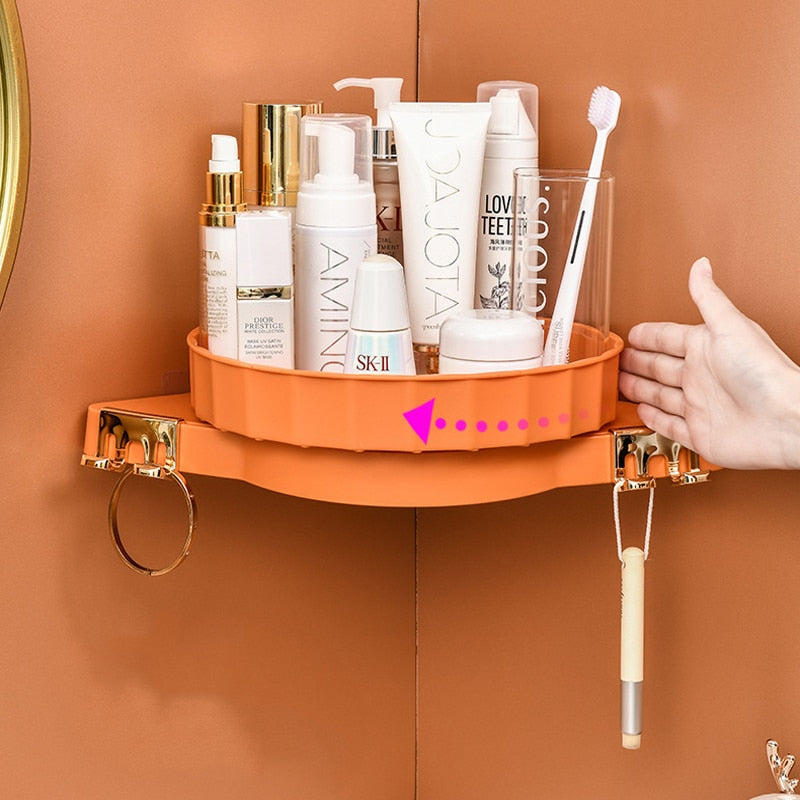 Wall-Mounted Pastel Bathroom Corner Storage Shelf