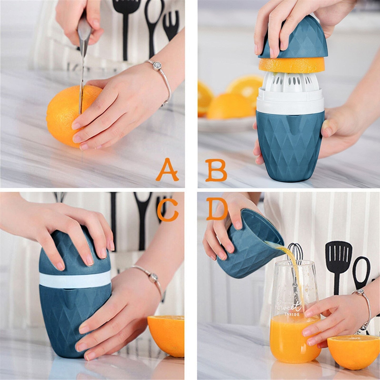 Portable Mini Orange Lemon Press Hand Squeezer