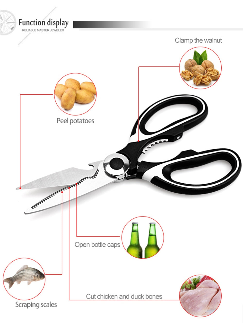 Multipurpose Kitchen Scissor with Bottle Opener