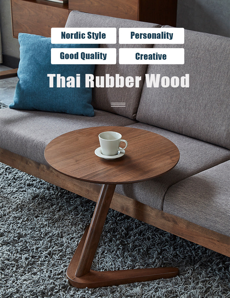 Elegant Wooden Sofa Side Round Desk