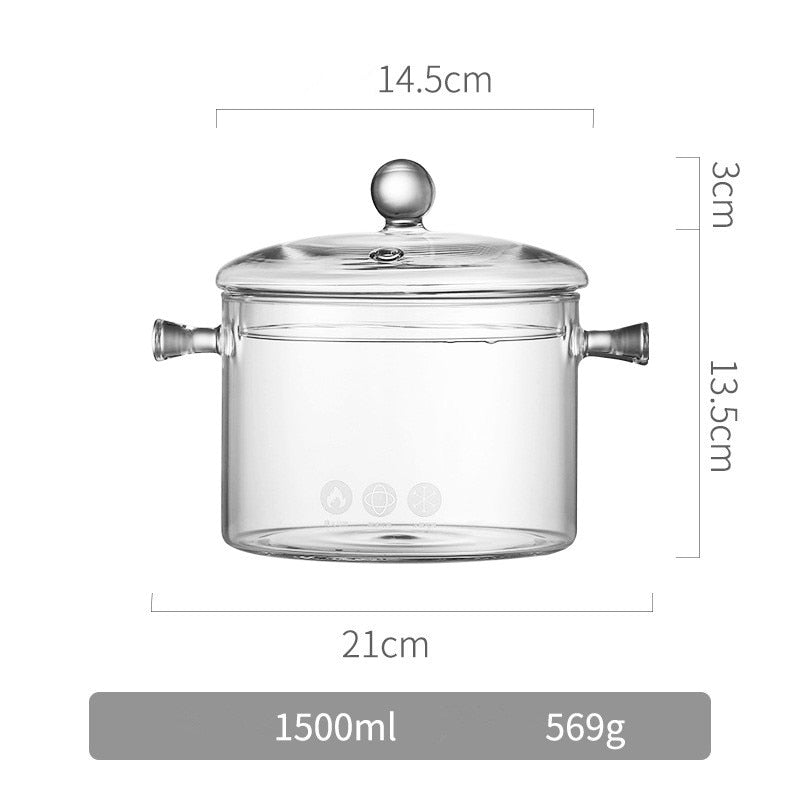 Transparent Glass Heat-Resistant Soup Pot