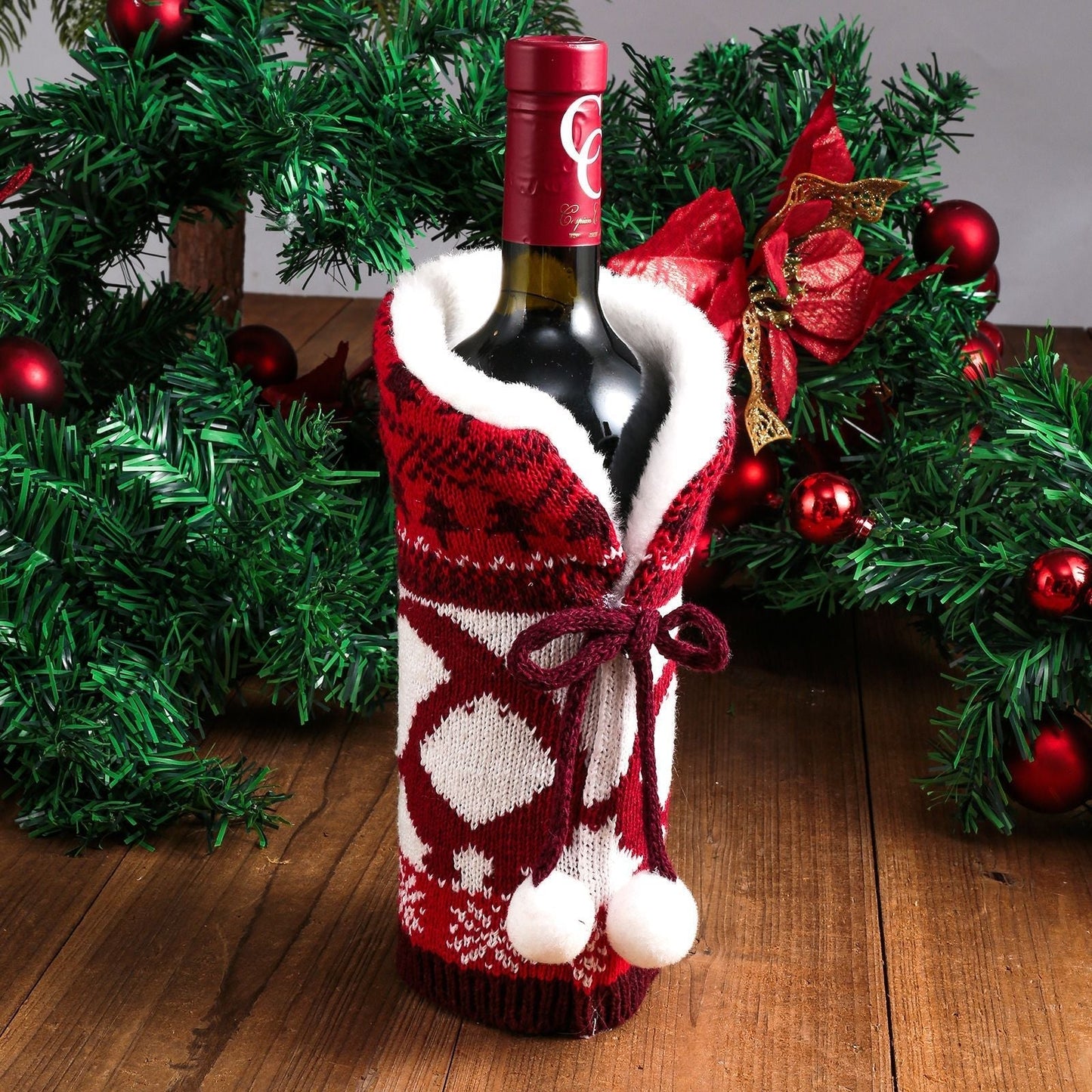 Knitted Christmas Bottle Cover - UTILITY5STORE