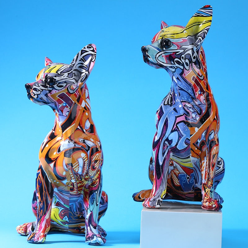 Modern Colorful Chihuahua Resin Dog Statue - UTILITY5STORE