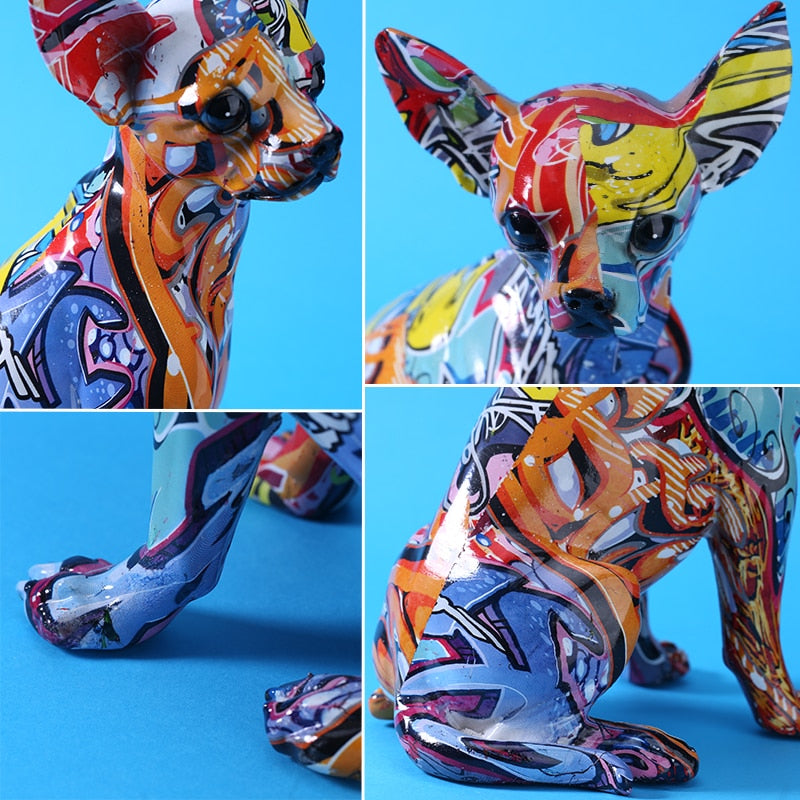 Modern Colorful Chihuahua Resin Dog Statue - UTILITY5STORE