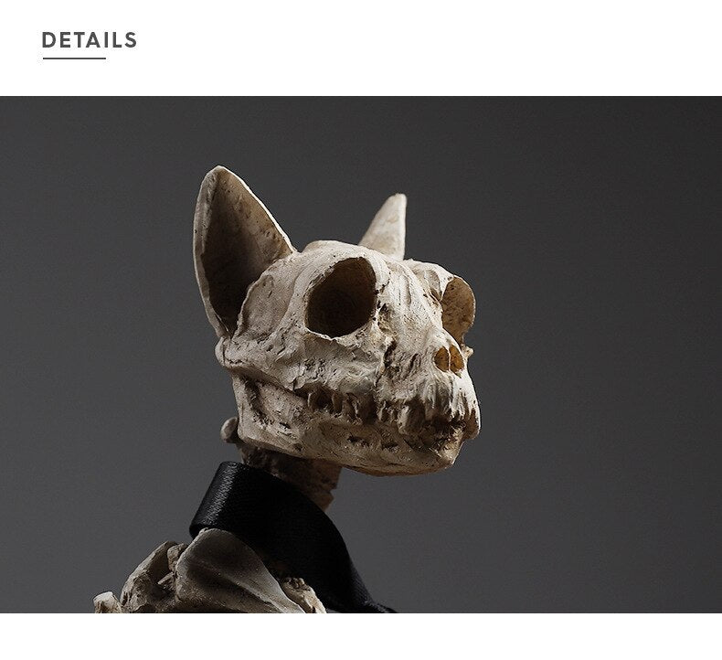 Retro Skull Dog Statue