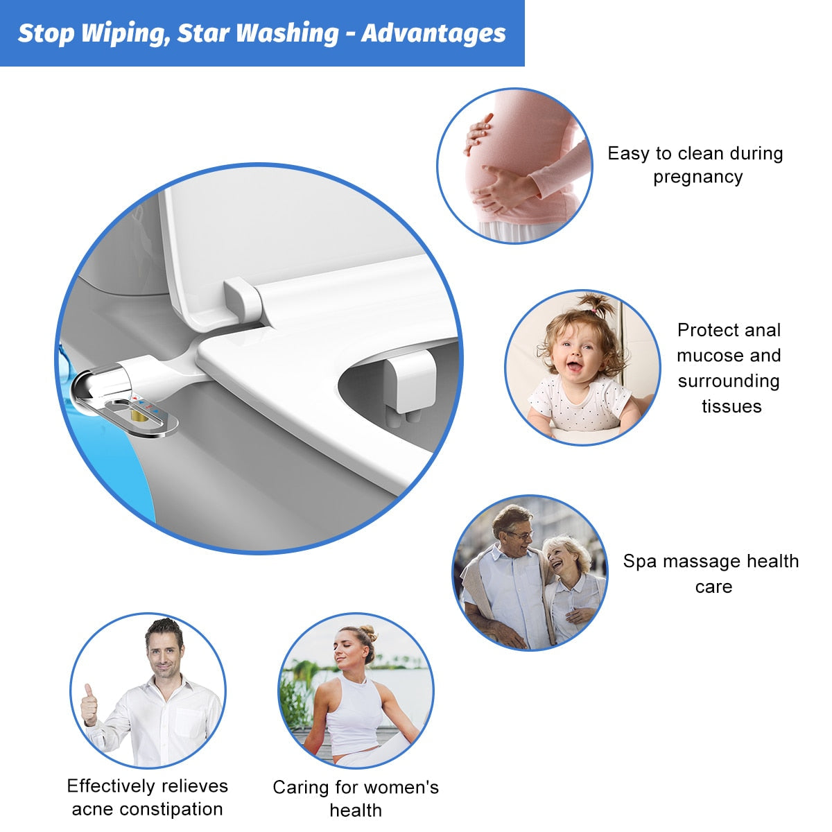 Ultra-Slim Adjustable Water Manual Bidet