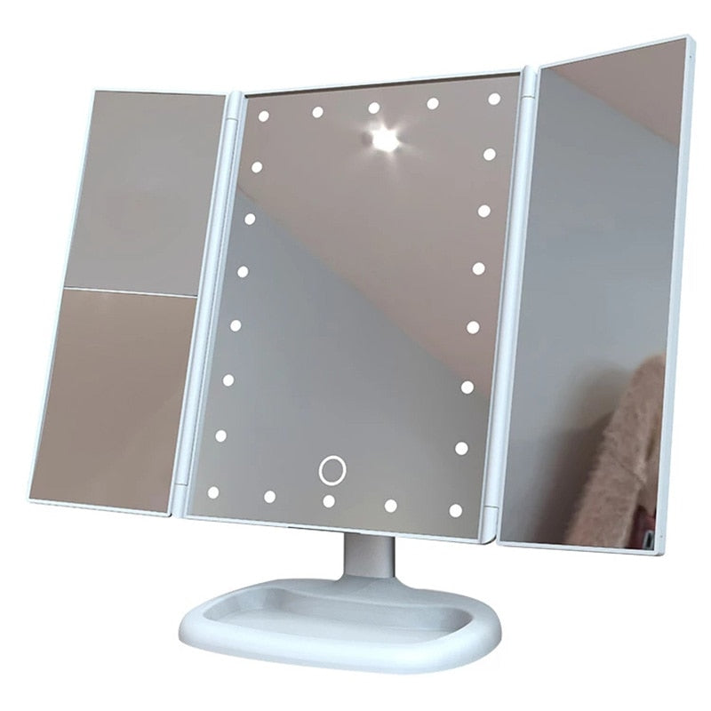 Foldable LED Touch Screen Makeup Mirror