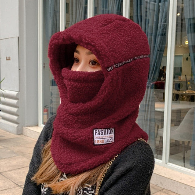Winter Hooded Warm Thick Mask Hat
