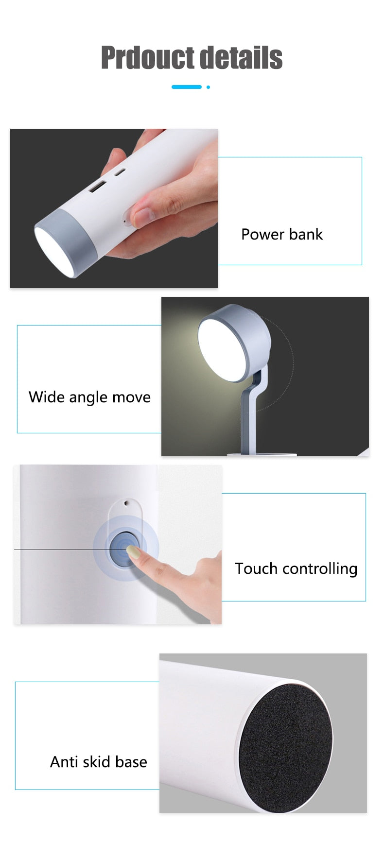 LED Mini Rechargeable Power Bank Desk Lamp