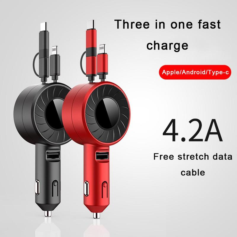 Retractable Car Lighter Fast Charger Cable