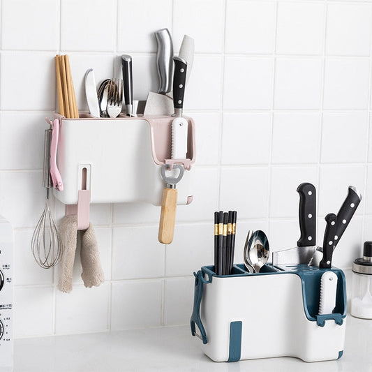 Wall-Mounted Kitchen Cutlery Drainer Rack