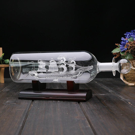 Vintage Ship in a Bottle Glass Boat Home Decor