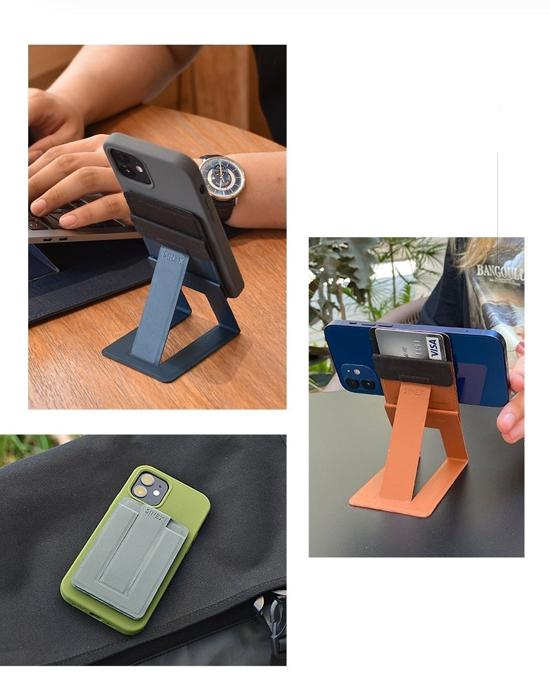 Magnetic Leather Foldable Wallet Phone Holder