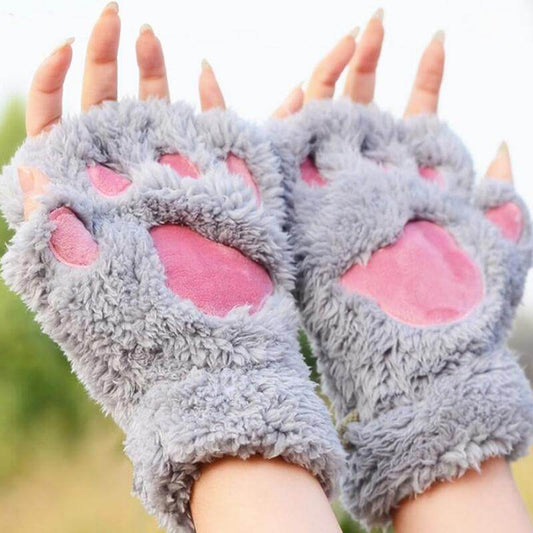 Ladies Winter Fingerless Bear Paw Gloves - UTILITY5STORE