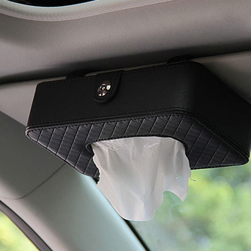 Luxury Leather Hanging Car Tissue Box