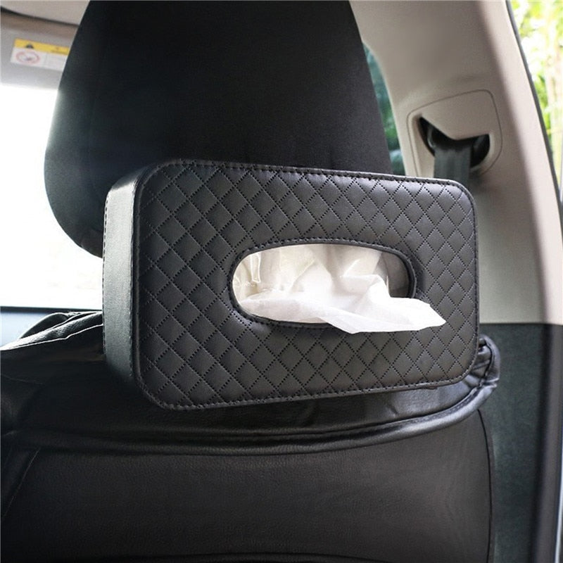 Luxury Leather Hanging Car Tissue Box