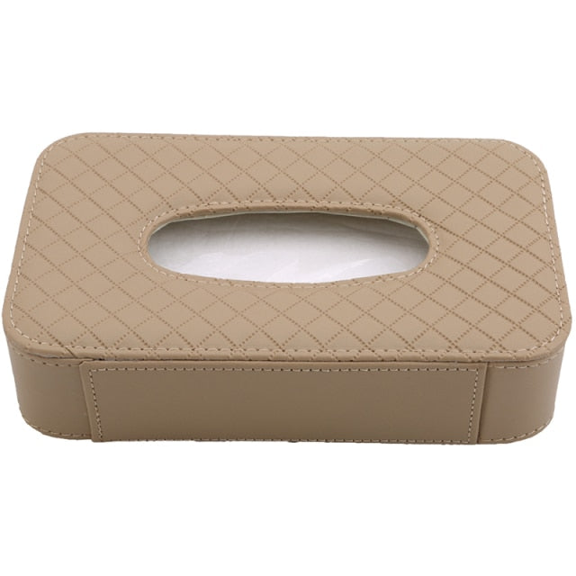 Luxury Leather Hanging Car Tissue Box