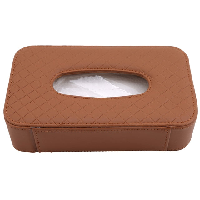 Luxury Leather Hanging Car Tissue Box