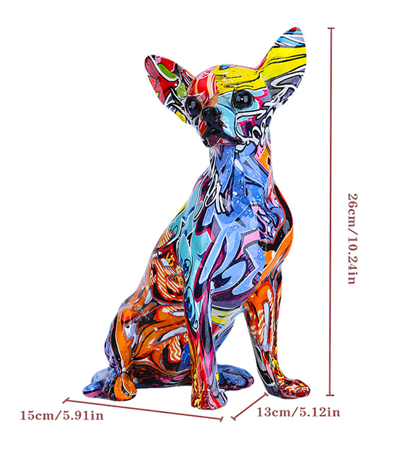 Modern Colorful Chihuahua Resin Dog Statue - UTILITY5STORE