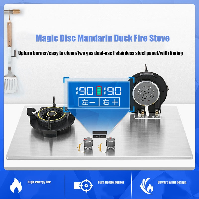 Magic Stainless Steel Liftable Double Gas Stove