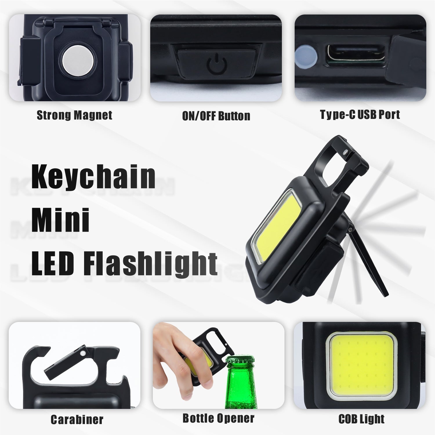 Mini Magnetic Pocket Keychain Flashlight