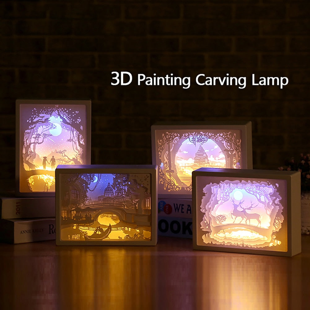 Creative 3D Paper Box LED Night Lamp