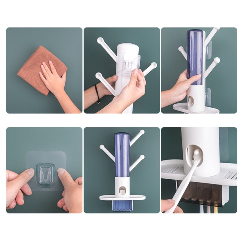 Wall-Mounted Automatic Toothpaste Dispenser Rack