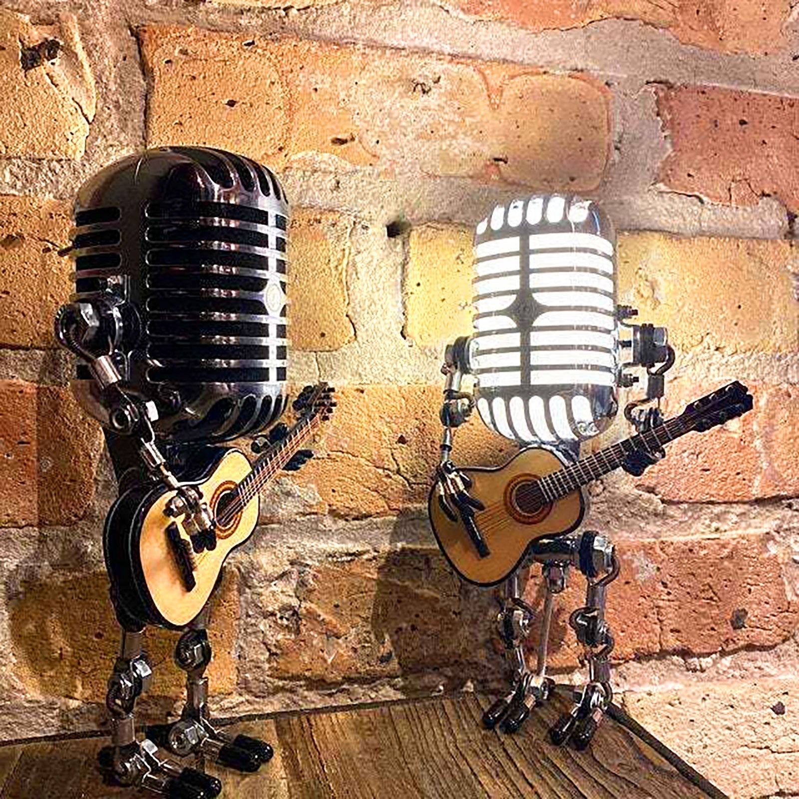 Vintage Guitar Playing Microphone Robot Lamp