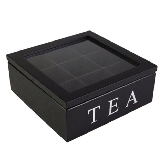 Large Grid Caddy Wood Tea Storage box