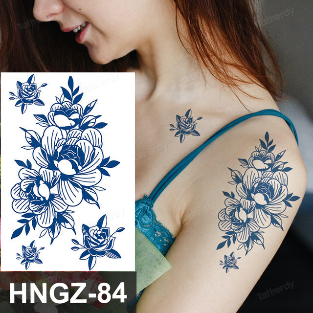Butterfly Flower Lotus Semi-Permanent Temporary Tattoo