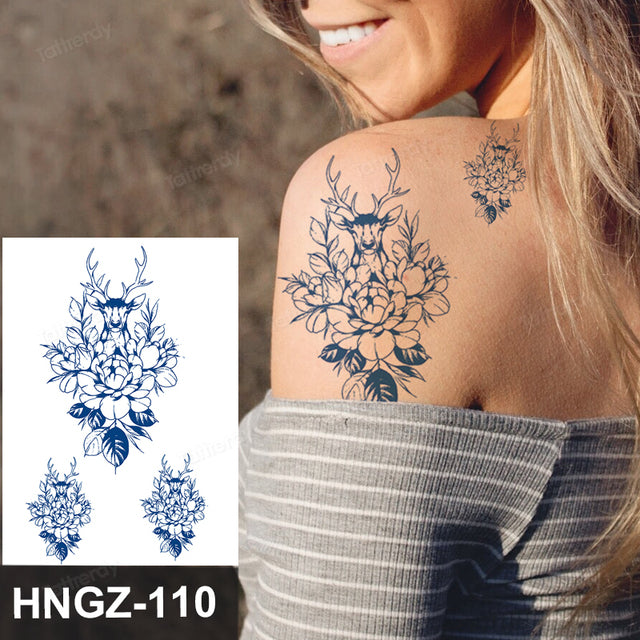 Butterfly Flower Lotus Semi-Permanent Temporary Tattoo