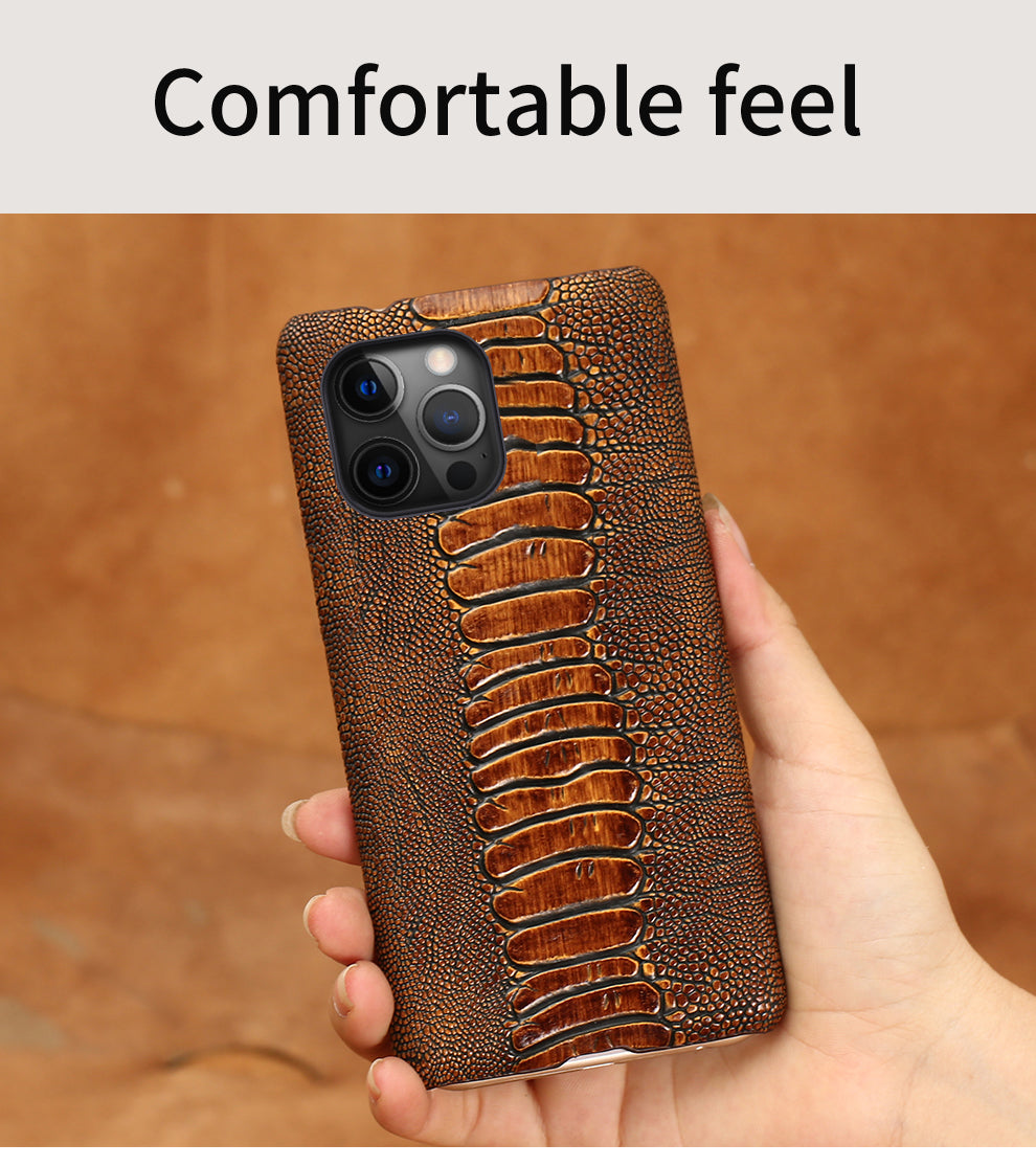 Luxury Real Ostrich Shock-Protection Breathable iPhone Cases