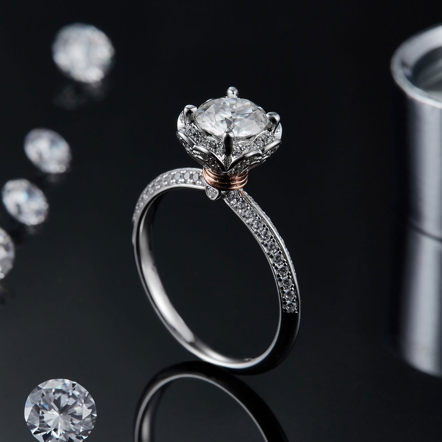 Elegant Luxury Handmade Silver Moissanite Women Ring