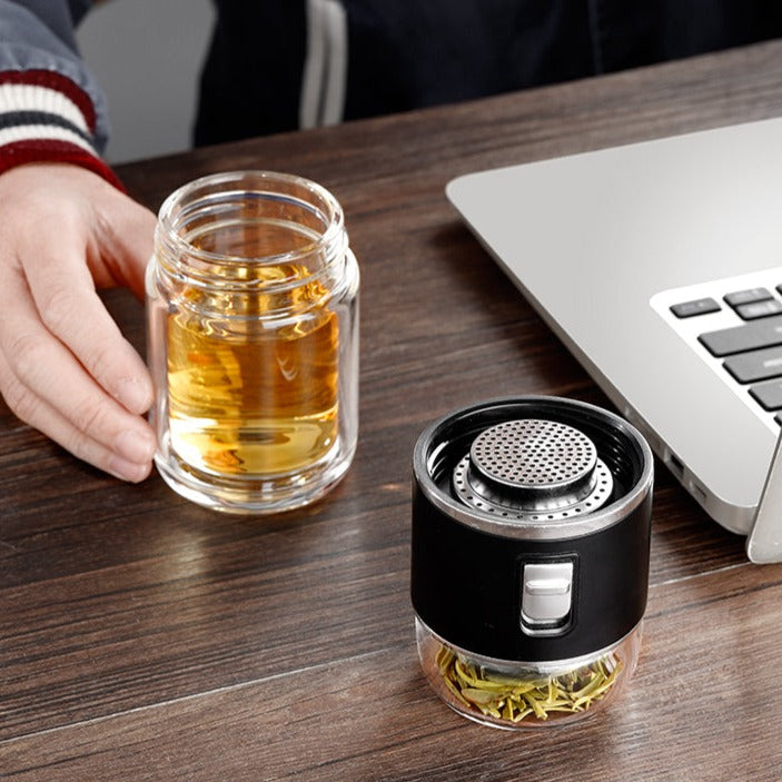 Double Glass Tea Infuser Thermos Bottle