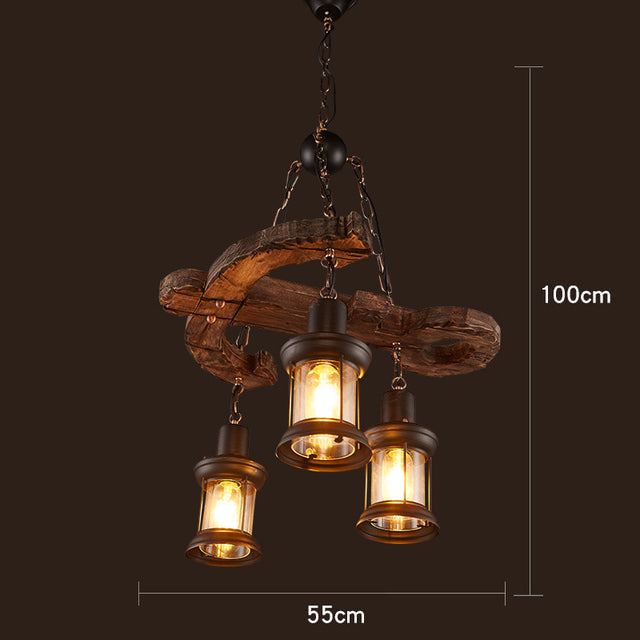 Retro Creative Wood Metal Vintage Pendant Lights