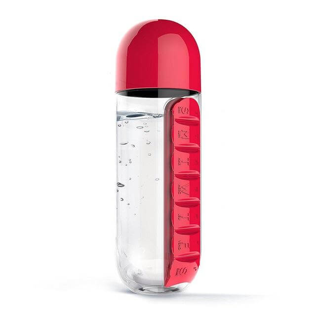 Water Bottle Daily Pill Organizer