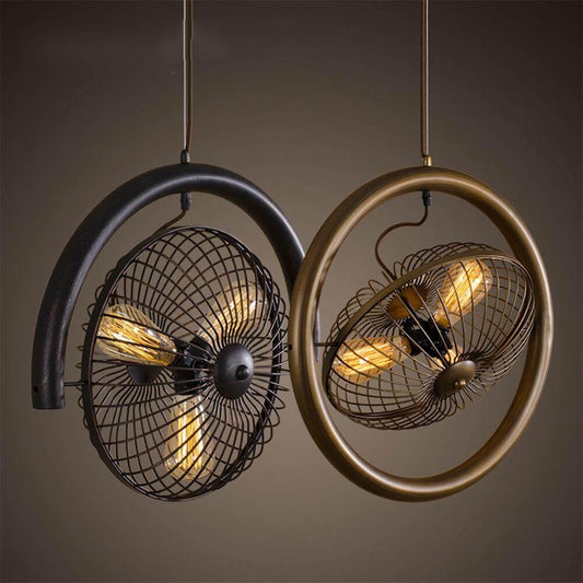 Vintage Iron Retro Fan Ceiling Droplight Chandelier Lamp