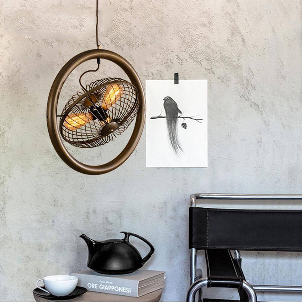 Vintage Iron Retro Fan Ceiling Droplight Chandelier Lamp