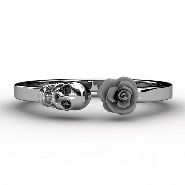 Fashion Skull Stainless Steel Red Rose Ring