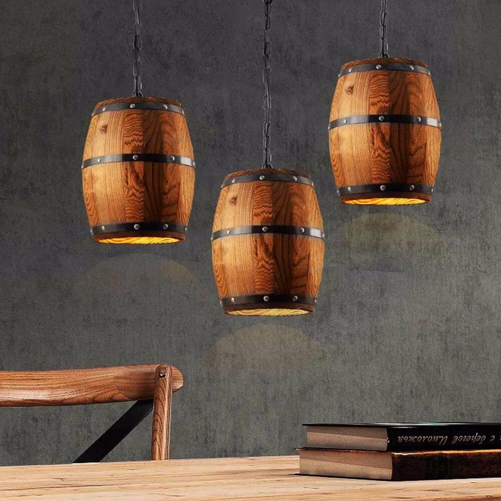 Stylish Designer's Wooden Barrel Art Pendant Lights Lamps