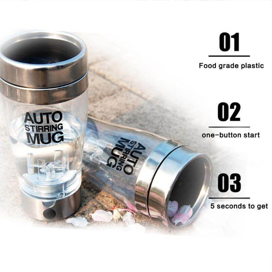 Self Stirring Stainless Steel Transparent Cup