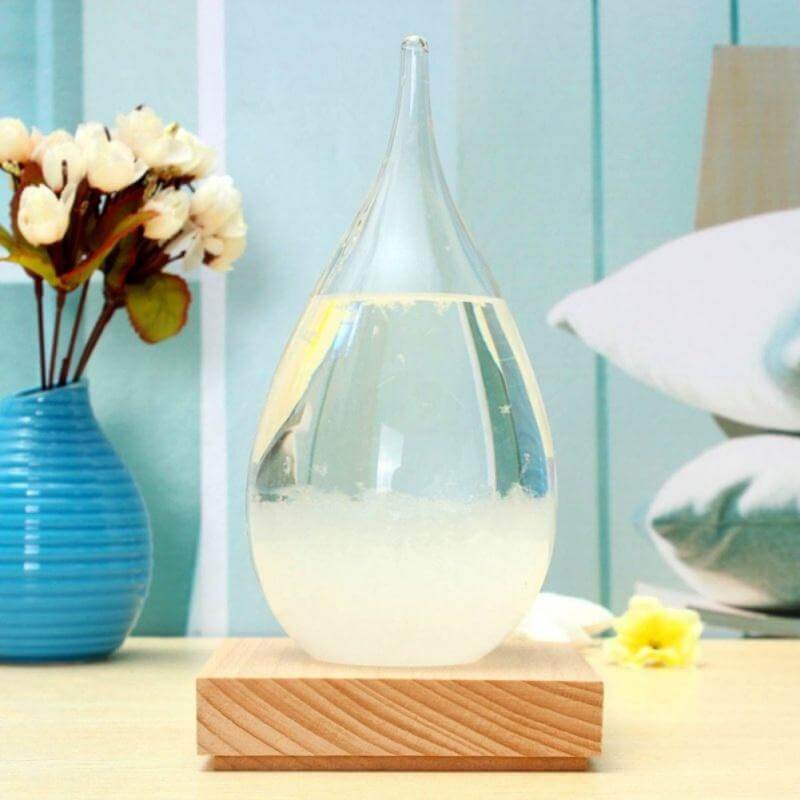 Storm Glass Forecast with Wood Base for home Decoration