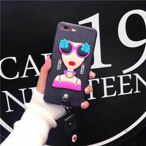 Sexy Sunglasses Iphone Cases with Flower Hand Strap