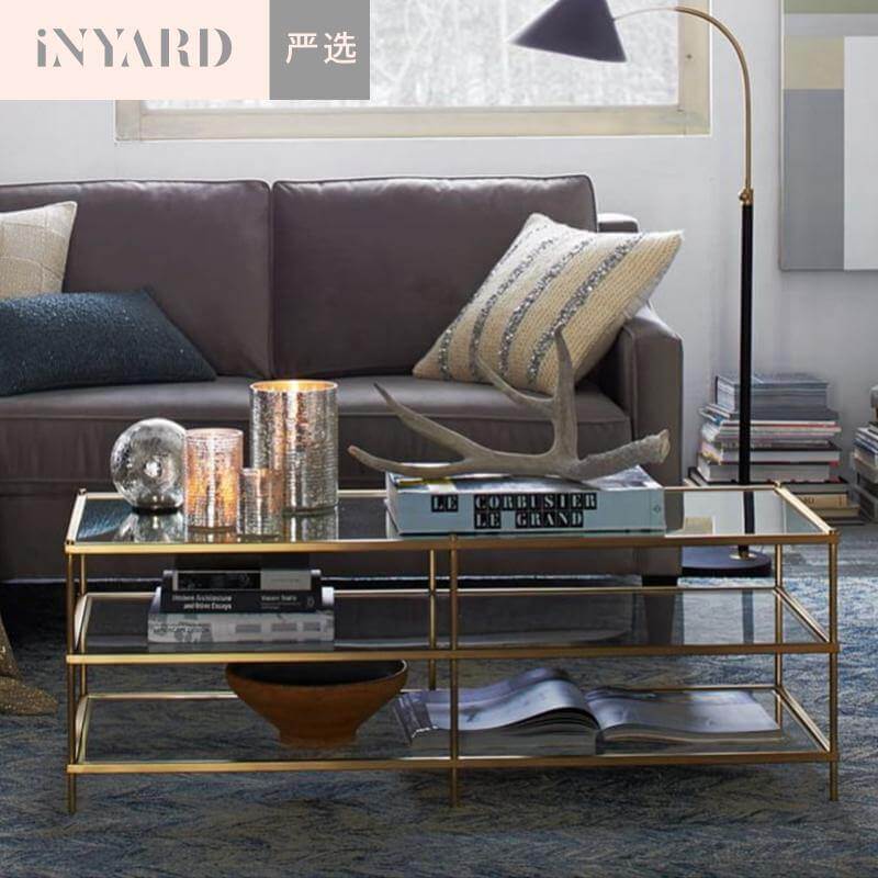 Nordic modern Glass Gold Silver Coffee Table