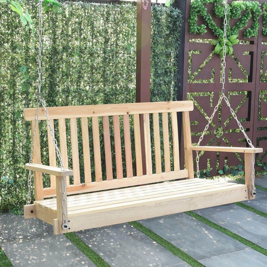 4 FT Natural Wood Garden Swing Bench - UTILITY5STORE