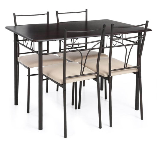 5PCS Modern Metal Frame Kitchen Table with Chairs