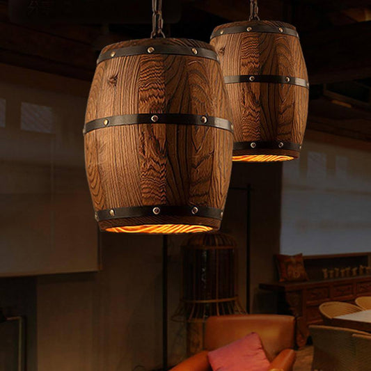 Stylish Designer's Wooden Barrel Art Pendant Lights Lamps