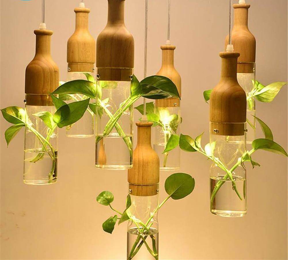 Wooden Modern LED Plant Pendant Lights