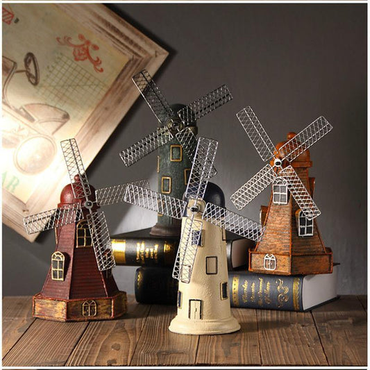 4 Colors Vintage Resin Windmill Ornaments Piggy Banks - UTILITY5STORE